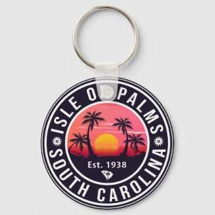 Isle of Palms South Carolina Retro Sunset Souvenir Key Ring