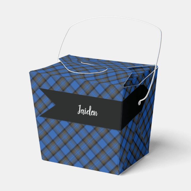 Isle of Skye Blue Tartan Plaid Pattern Favour Box (Front Side)