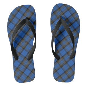 Isle of Skye Blue Tartan Plaid Thongs