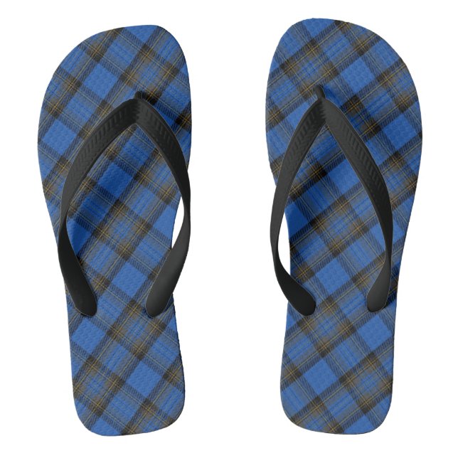 Isle of Skye Blue Tartan Plaid Thongs (Footbed)