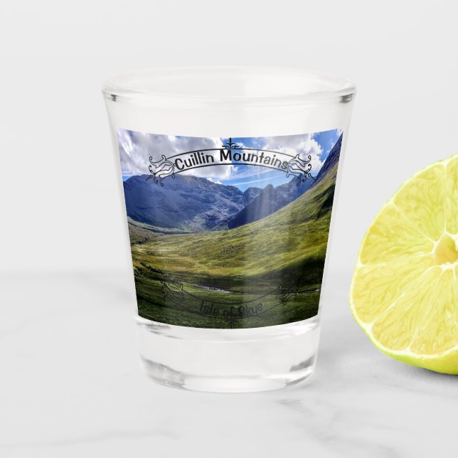 Isle of Skye Cuillin Mountains Shot Glass (Front)
