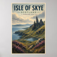 Isle of Skye Scotland Landscape Travel Art Retro