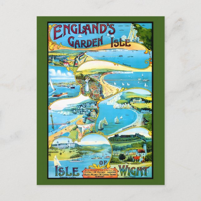 Isle of Wight Travel Poster Postcard (Front)