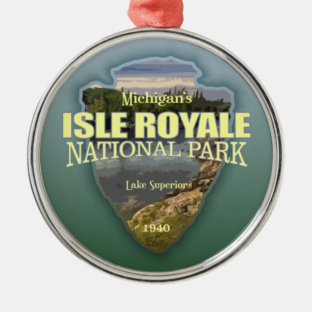 Isle Royale (arrowhead) Metal Ornament (Front)