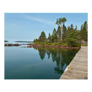 Isle Royale Malone Bay dock and glass smooth Lake  Poster