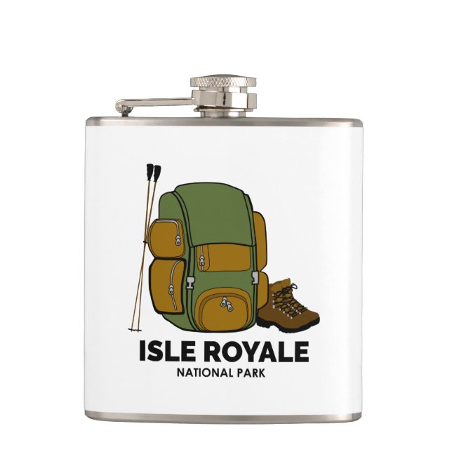 Isle Royale National Park Backpack Hip Flask (Front)