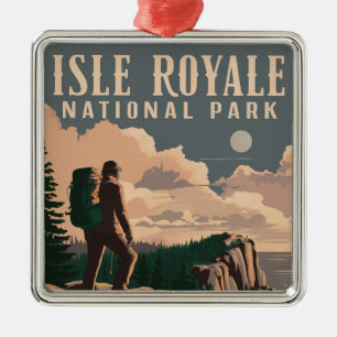 Isle Royale National Park Backpacking Travel Art Metal Ornament