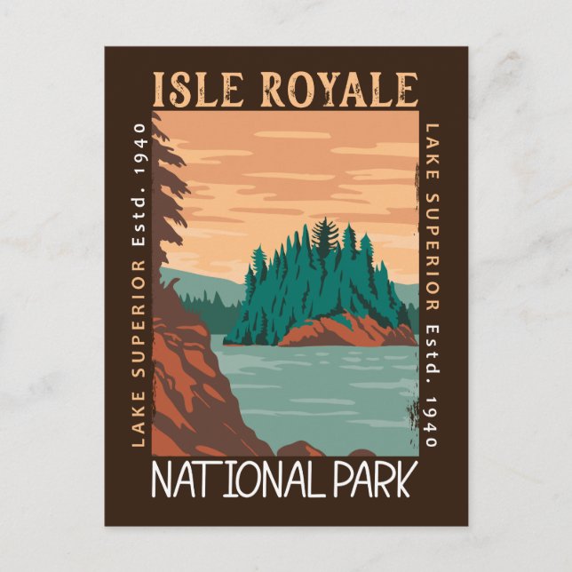 Isle Royale National Park Lake Superior Distressed Postcard (Front)