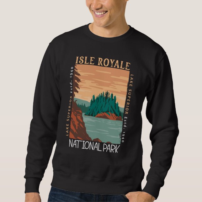 Isle Royale National Park Lake Superior Distressed Sweatshirt (Front)