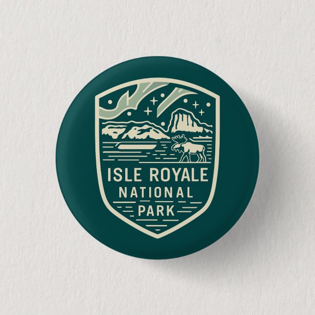 Isle Royale National Park Magical Night Emblem 3 Cm Round Badge (Front)