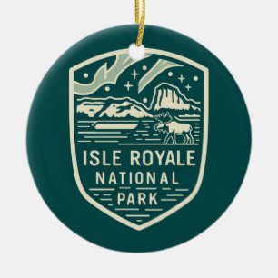 Isle Royale National Park Magical Night Emblem Ceramic Ornament