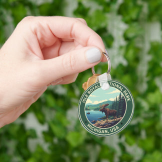 Isle Royale National Park Michigan Keychain | Cust