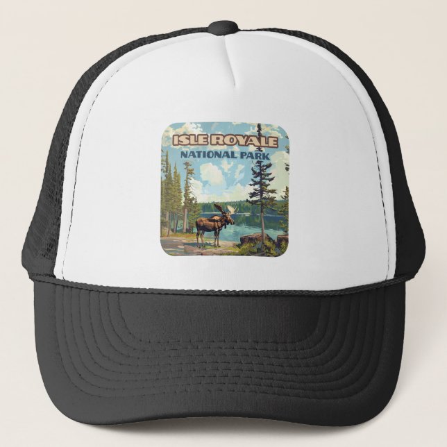 Isle Royale National Park Michigan Lake Trucker Hat (Front)