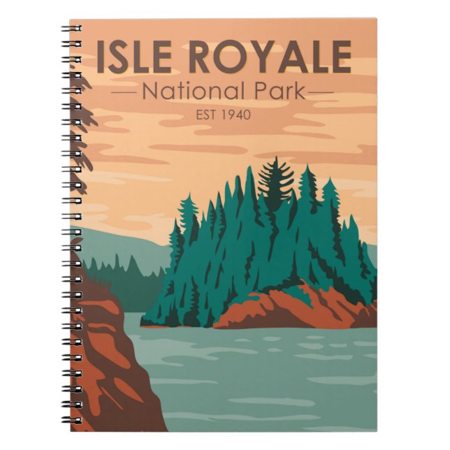 Isle Royale National Park Michigan Vintage Notebook (Front)