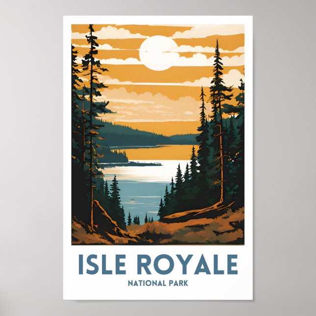 Isle Royale National Park Minimal Travel Poster (Front)