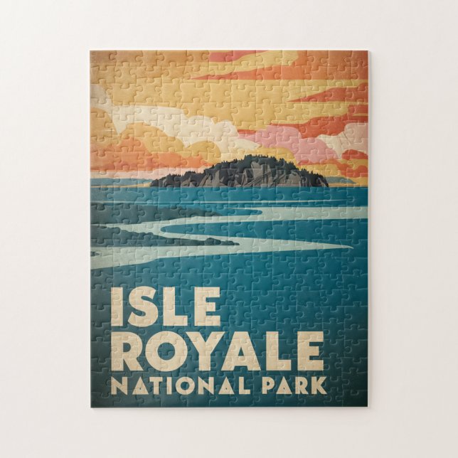 Isle Royale National Park Retro Poster Jigsaw Puzzle (Vertical)