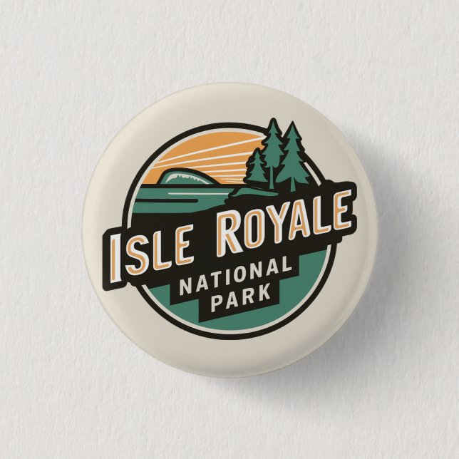 Isle Royale National Park Retro Travel Emblem 3 Cm Round Badge (Front)