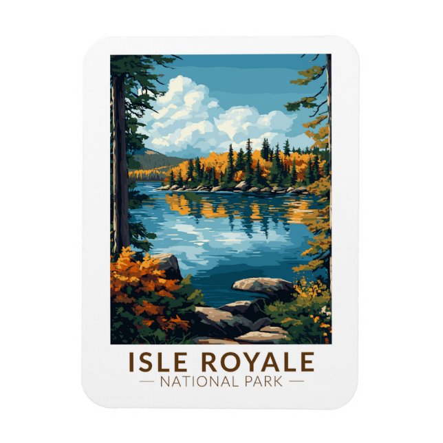 Isle Royale National Park Travel Art Vintage Magnet (Vertical)