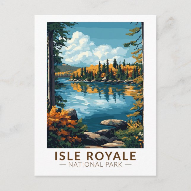 Isle Royale National Park Travel Art Vintage Postcard (Front)