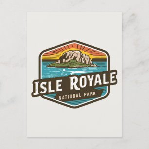 Isle Royale National Park Vintage Emblem Postcard