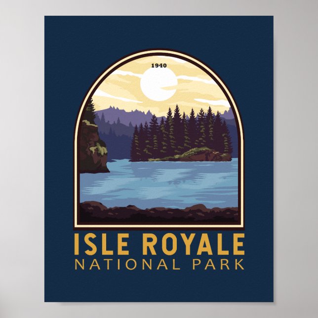 Isle Royale National Park Vintage Emblem Poster (Front)