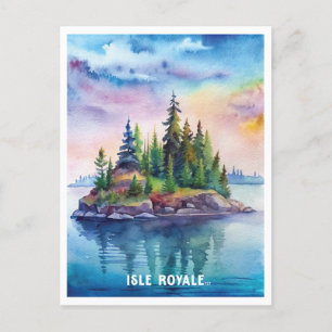 Isle Royale National Park Watercolor Painting Postcard
