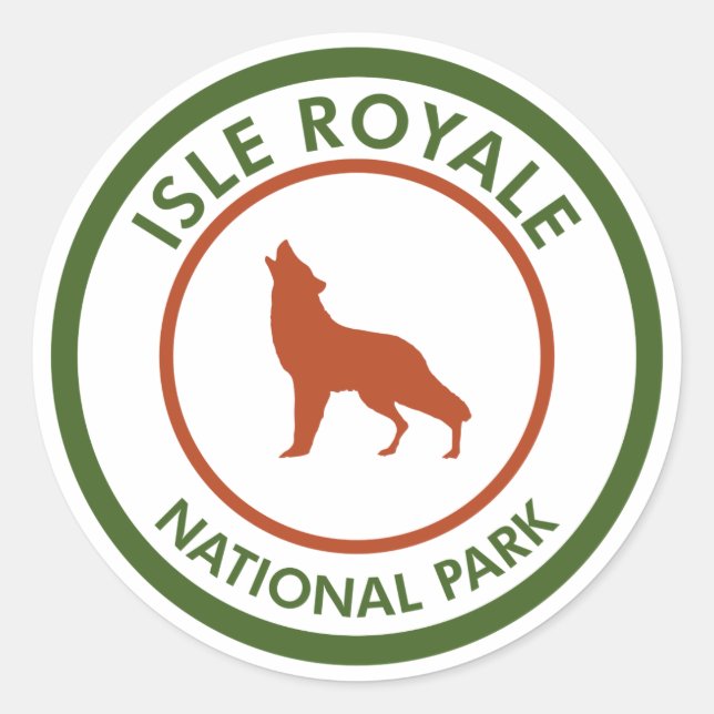 Isle Royale National Park Wolf Classic Round Sticker (Front)