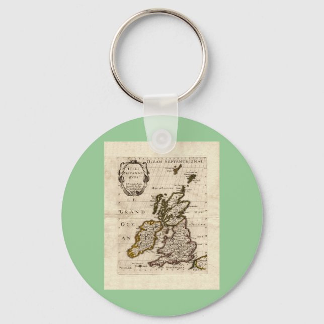 Isles Britanniques - 1700 Nicolas Fils Sanson Map Key Ring (Front)