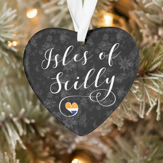 Isles of Scilly Flag Heart Ornament (Tree)