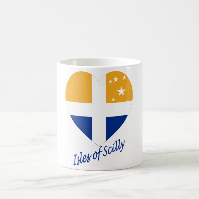 Isles of Scilly Flag Heart with Name Coffee Mug (Center)