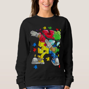 Ism Awareness Boys Kids Dabbing Puzzle Piece Sungl Sweatshirt