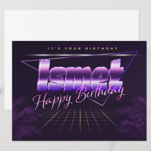Ismet Name Vorname lila retro Karte Geburtstag Card