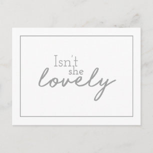 Isn’t She Lovely Drawn Font Nursery Decor Design Postcard