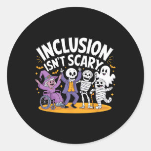 Isn't Scary Teacher Skeleton Ghost Cute Halloween Classic Round Sticker