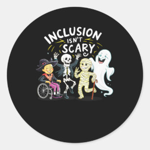Isn't Scary Teacher Skeleton Ghost Cute Halloween Classic Round Sticker