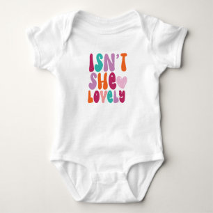 Isn't She Lovely Boho Retro Typography Baby Girl Bodysuit