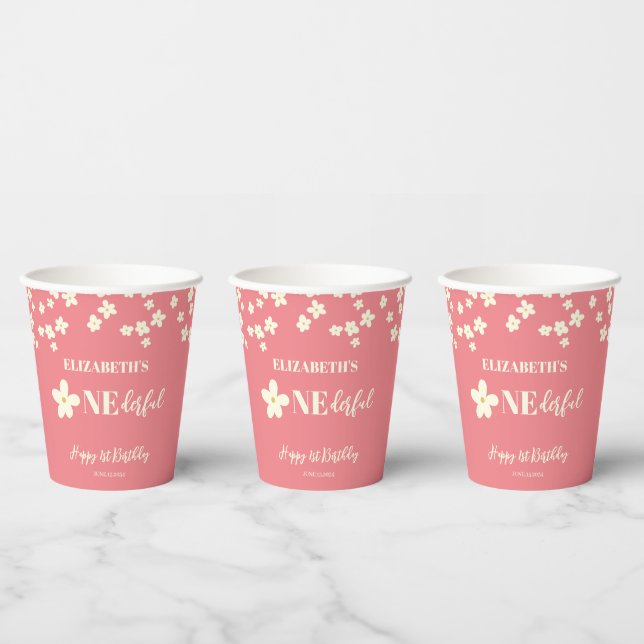 Isn't She Lovely Daisy 1st Birthday Cute Flowers Paper Cups (Multi)