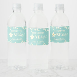 Isn't She Lovely Daisy 1st Birthday Cute Flowers Water Bottle Label