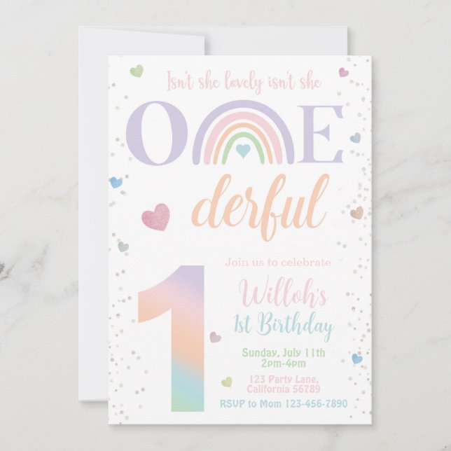 Isnt She Lovely Isnt She Onederful 1st Invitation (Front)