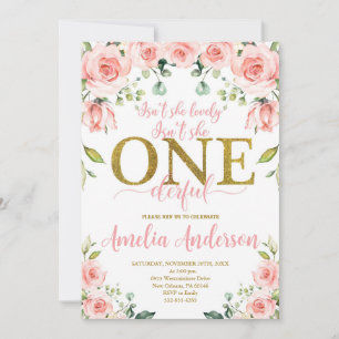 Isn't she lovely, Little Miss Onederful Birthday Invitation