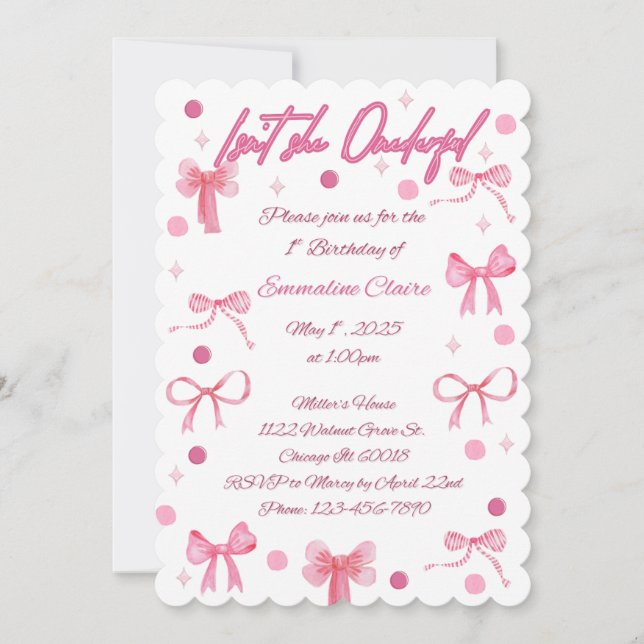 Isn't She Onderful First Birthday Invitation (Front)
