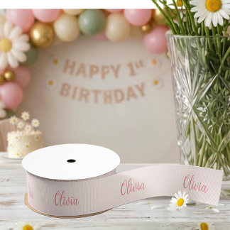 Isn't She One-derful Daisy Personalized Name Grosgrain Ribbon