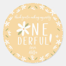 Isn't She Onederful 1st B-Day Thank You Stickers