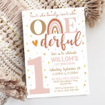 Isn't She Onederful 1st Birthday Invitation Boho<br><div class="desc">Isn't she lovely,  isn't she Onederful Invitation.

©Tweet Party Printables 2019</div>