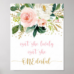 Isn't She Onederful Boho Floral First Birthday Poster