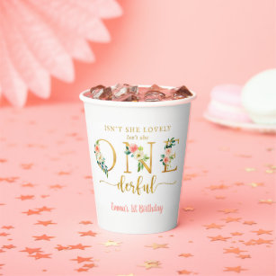 Isn't She Onederful Girl 1st Birthday Party Paper Cups