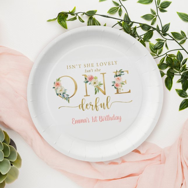 Isn't She Onederful Girl 1st Birthday Party Paper Plate (Creator Uploaded)