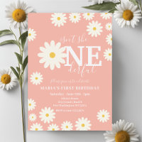Isn't she ONEderful Peach Daisy First Birthday