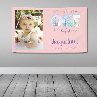 Isn't She ONEderful Pink Girls 1st Birthday Party Banner