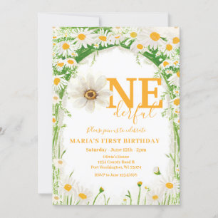 Isn't She ONEderful White Daisy First Birthday  Invitation